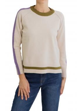 Maglione girocollo con dettagli in diversi colori 